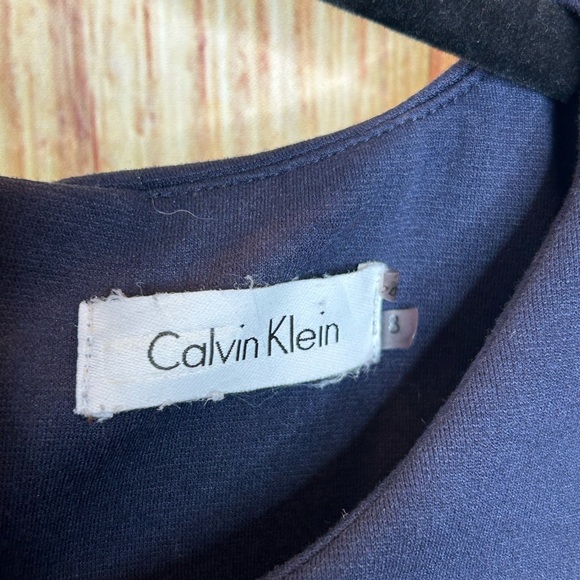 Calvin Klein Color Blocked Sheath Dress Size 8 Navy Taupe and Cream - Picture 3 of 5